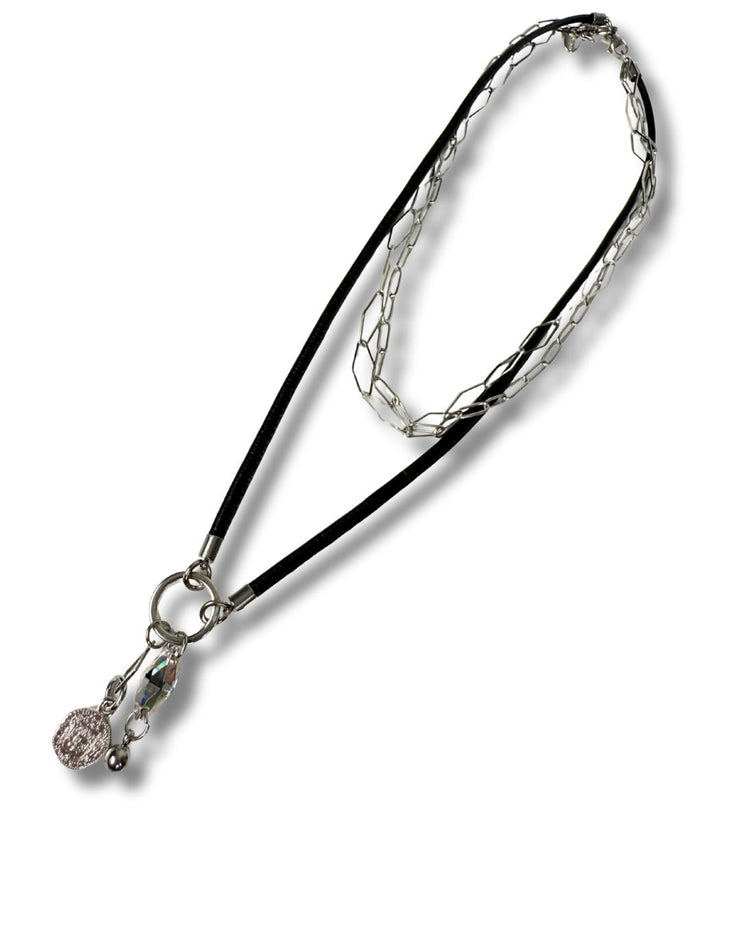 Long or Short Necklace - Silver Crystal Coin