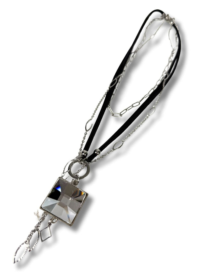 Long or Short Necklace - Silver Crystal