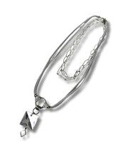Long or Short Necklace - Silver Crystal Square