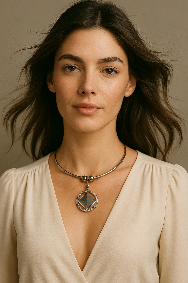 Collier pendentif interchangeable | Diamant labradorite