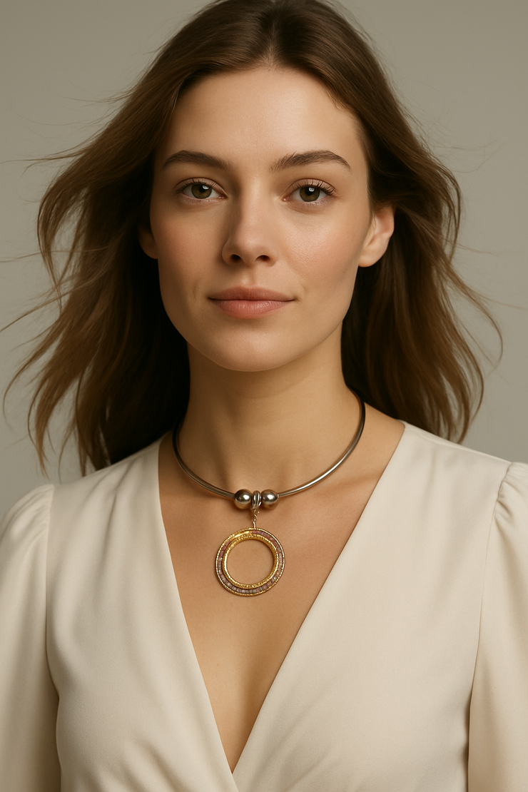 Collier pendentif interchangeable | Anneaux mixtes