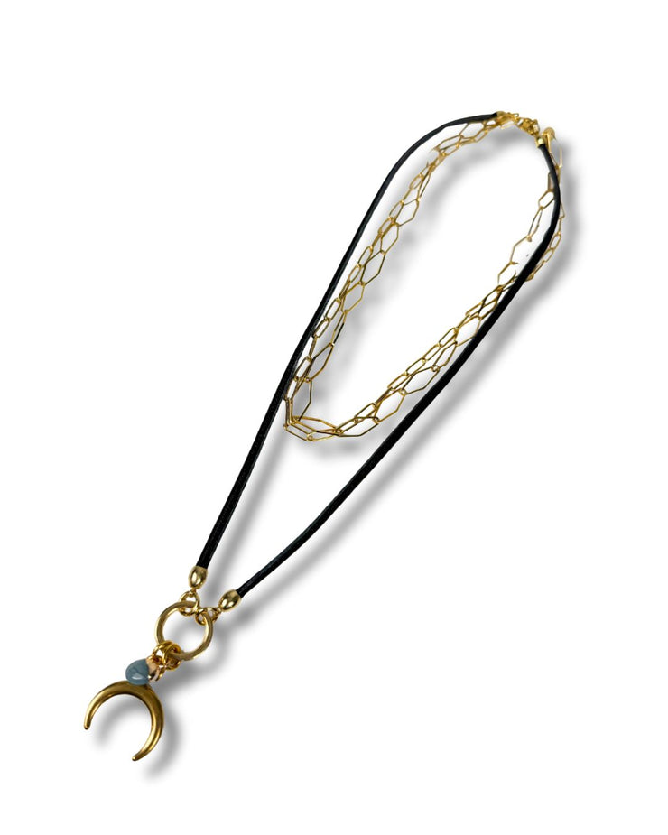 Long or Short Necklace - Gold Horn