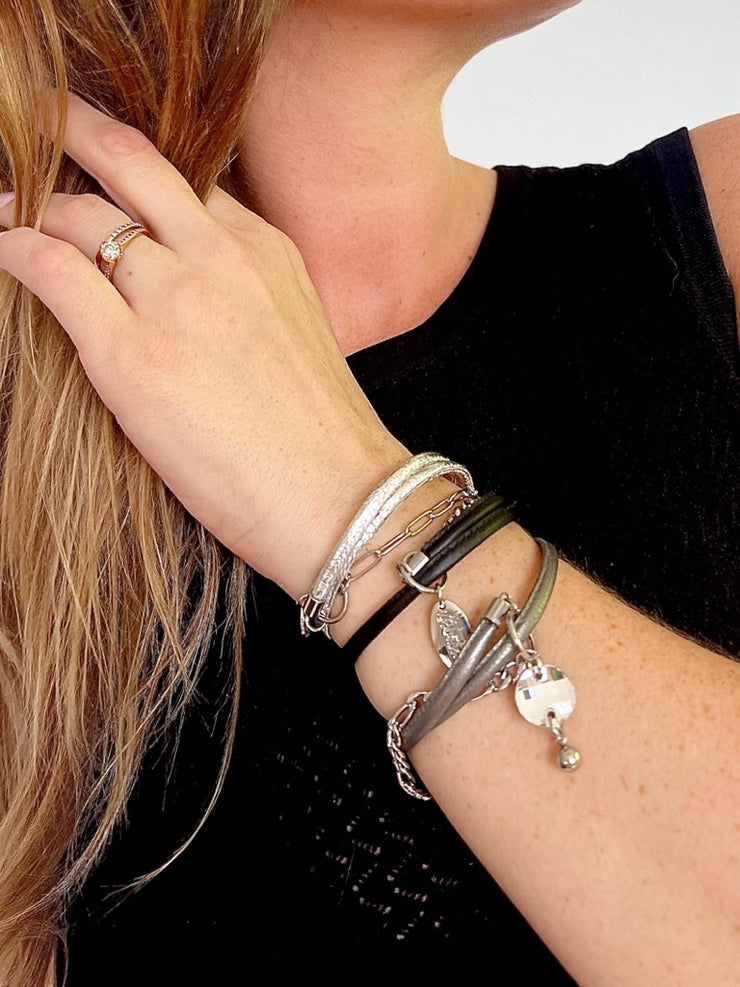 Stack Large Crystal Silver