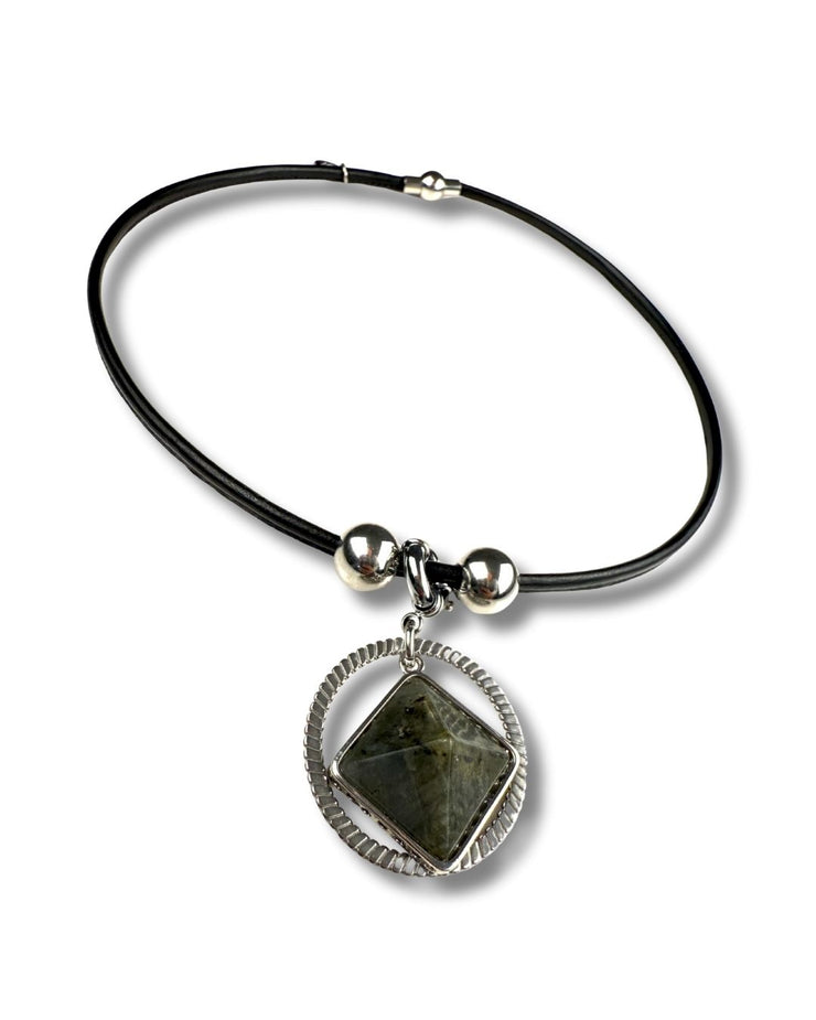 Interchangeable Pendant Necklace | Diamond Labradorite