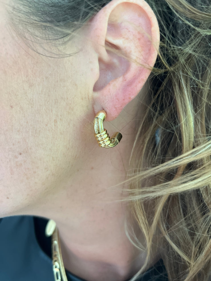 Small, gold, sport, hoop earrings
