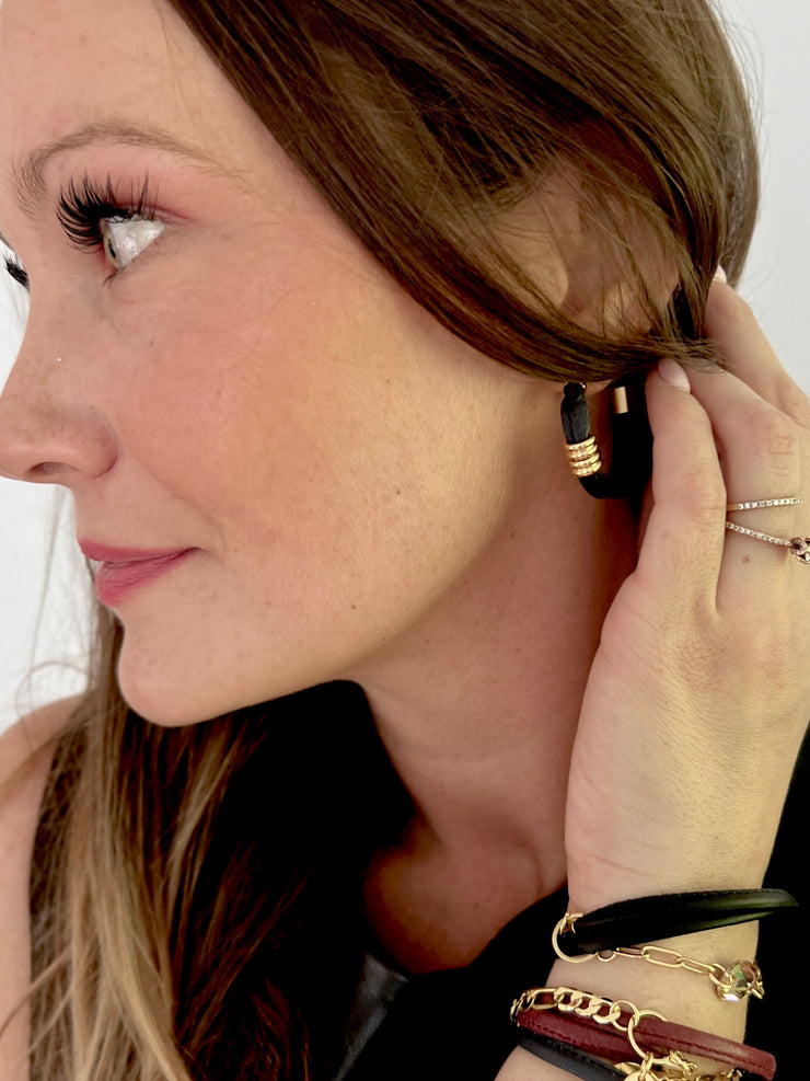 Large, gold, sport, hoop earrings