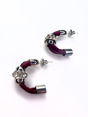 Small, silver, crystal, hoop earrings