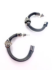 Large, silver, crystal, hoop earrings