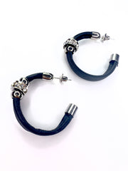 Large, silver, crystal, hoop earrings