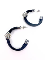 Large, silver, crystal, hoop earrings