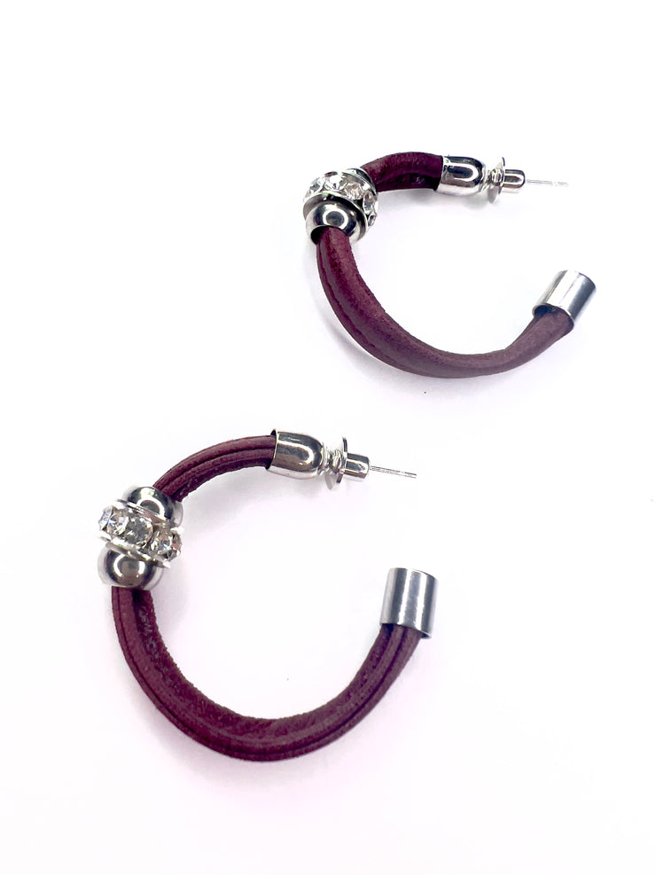Large, silver, crystal, hoop earrings