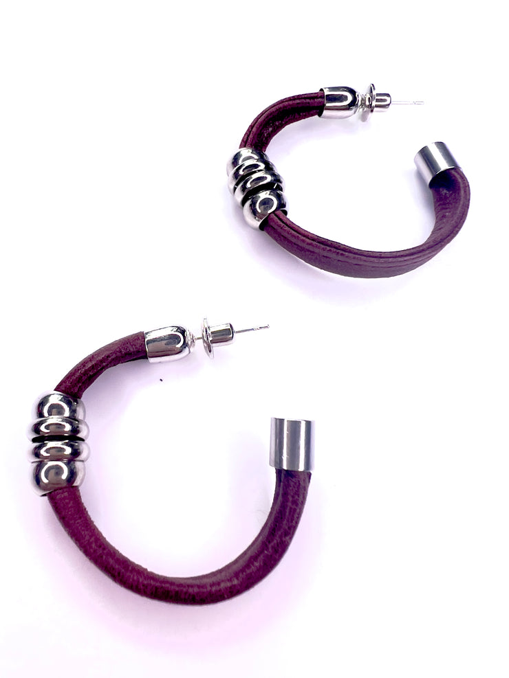 Large, silver, sport, hoop earrings