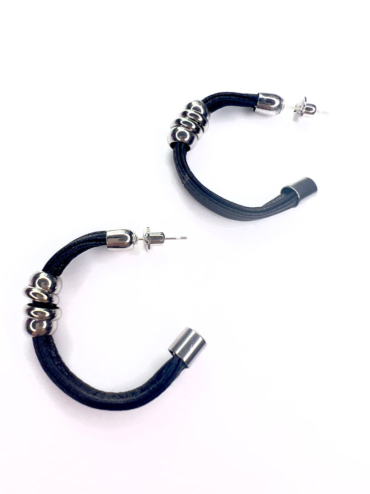 Large, silver, sport, hoop earrings