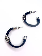 Large, silver, sport, hoop earrings