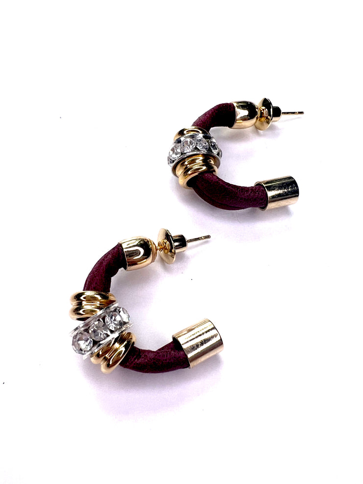 Small, gold, crystal, hoop earrings