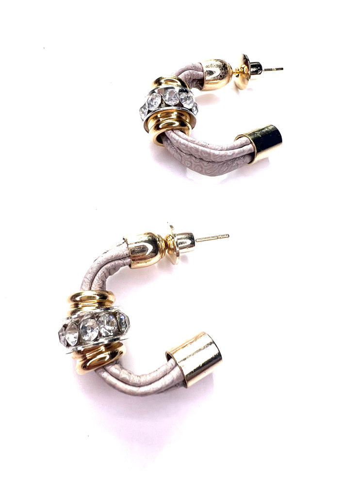 Small, gold, crystal, hoop earrings