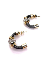 Small, gold, crystal, hoop earrings