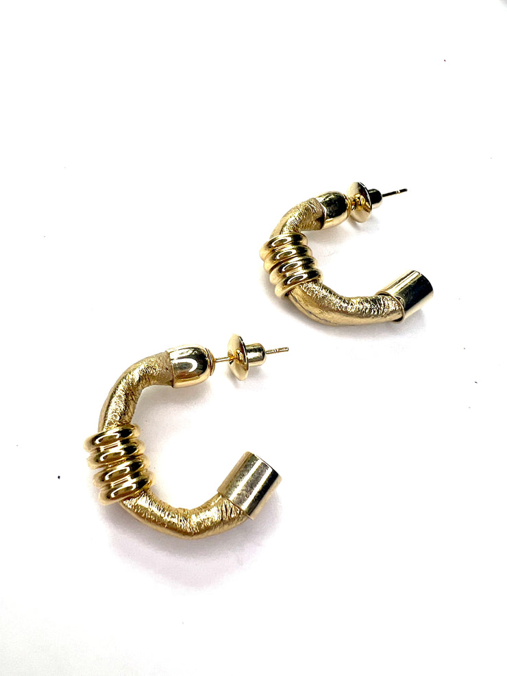 Small, gold, sport, hoop earrings