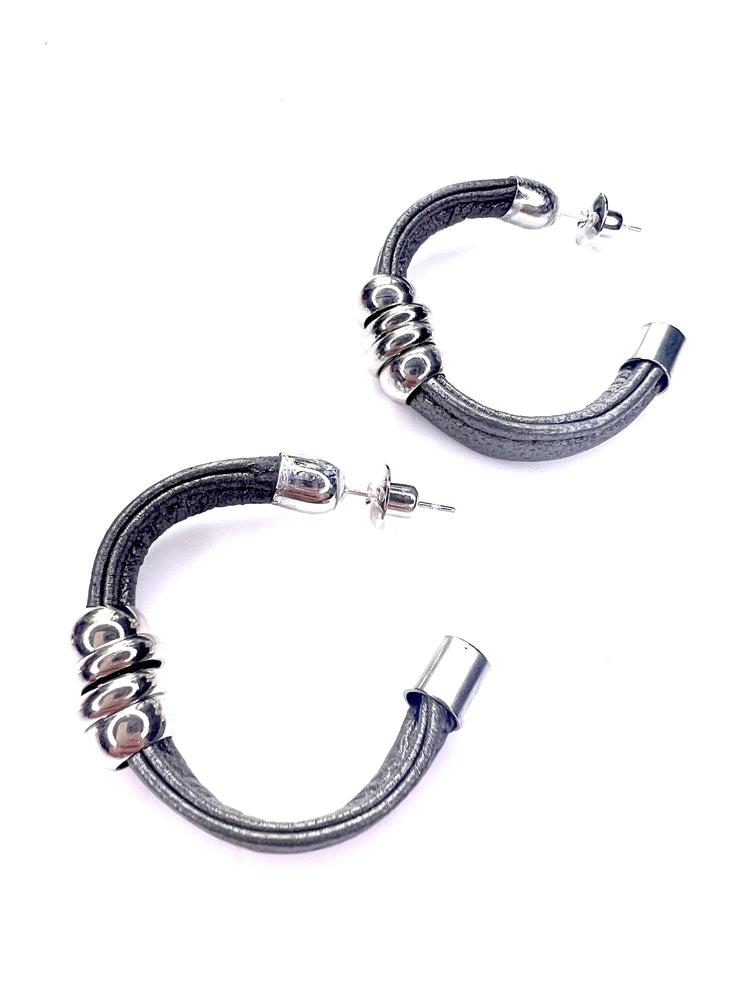 Large, silver, sport, hoop earrings