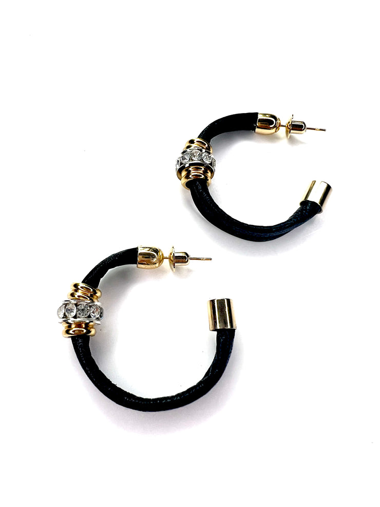 Large, gold, crystal, hoop earrings