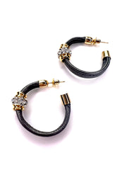 Large, gold, crystal, hoop earrings