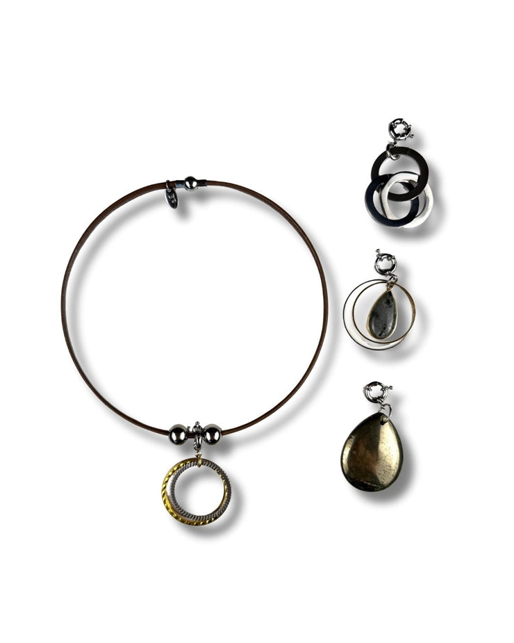 Interchangeable Pendant Necklace | Diamond Labradorite